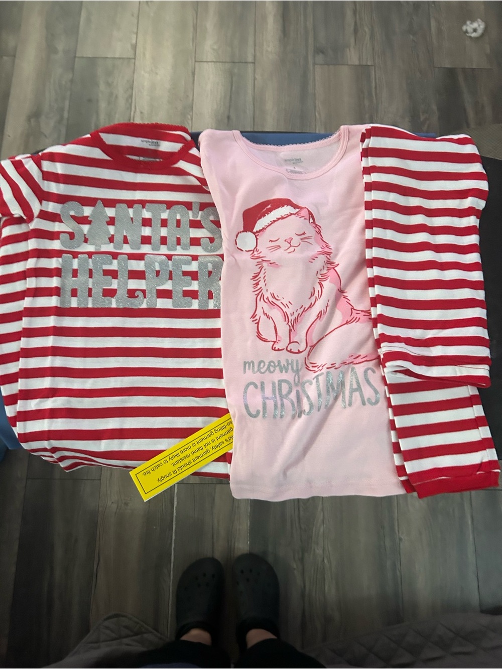 Holiday Meowy Christmas Kids Pajama Set - Pink & Red